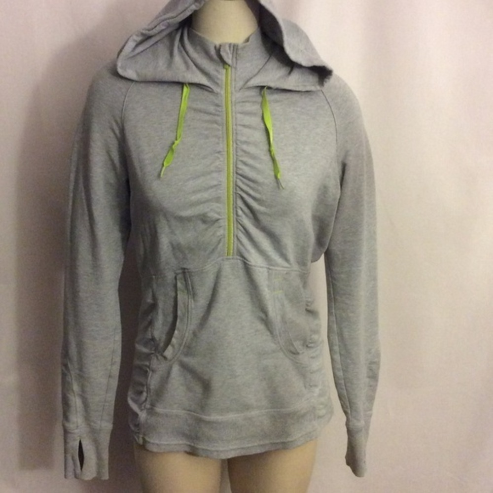 Athleta 1/2 Zip Gray Hoodie Size Medium Repaired Flaw